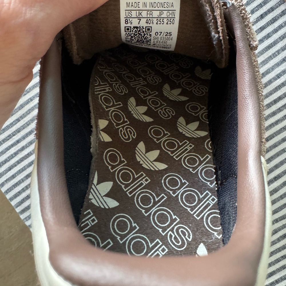 Adidas Spezial Women’s Brown Suede Sneakers with White Stripes - Picture 6 of 9